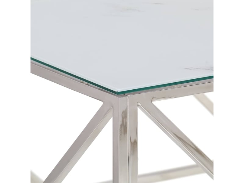  Table basse - table de salon - table à thé argenté acier inoxydable et verre trempé  - Conforama E