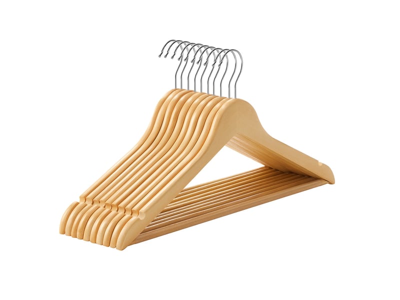  Cintres en bois d'érable lot de 10 barre antiglisse encoches conception ergonomique longueur 445 cm crochet rotatif couleur de bois 12_0005051  - Conforama A