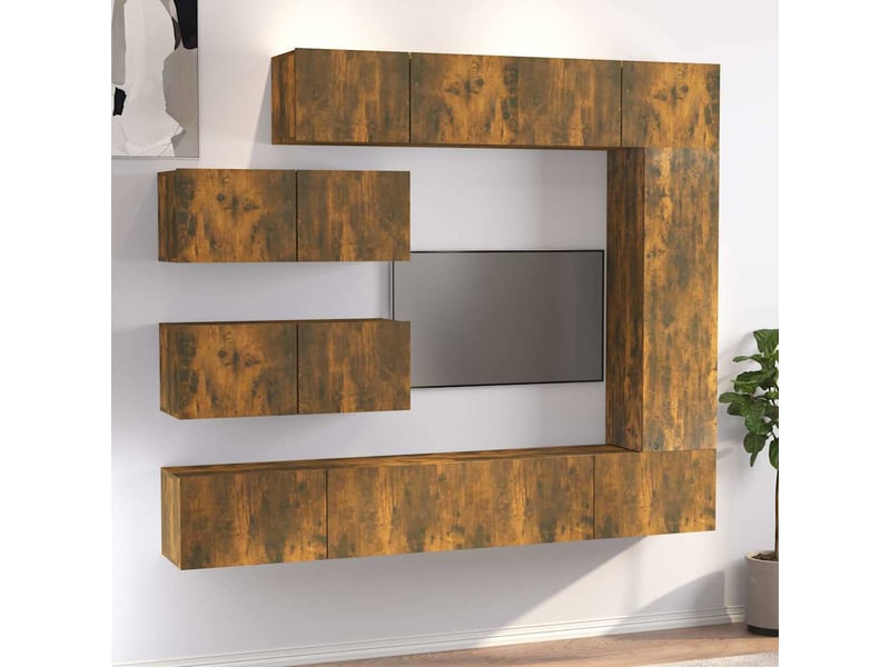  Ensemble de meubles tv - banc tv - meuble de rangement 7 pcs chêne fumé bois d'ingénierie  - Conforama B