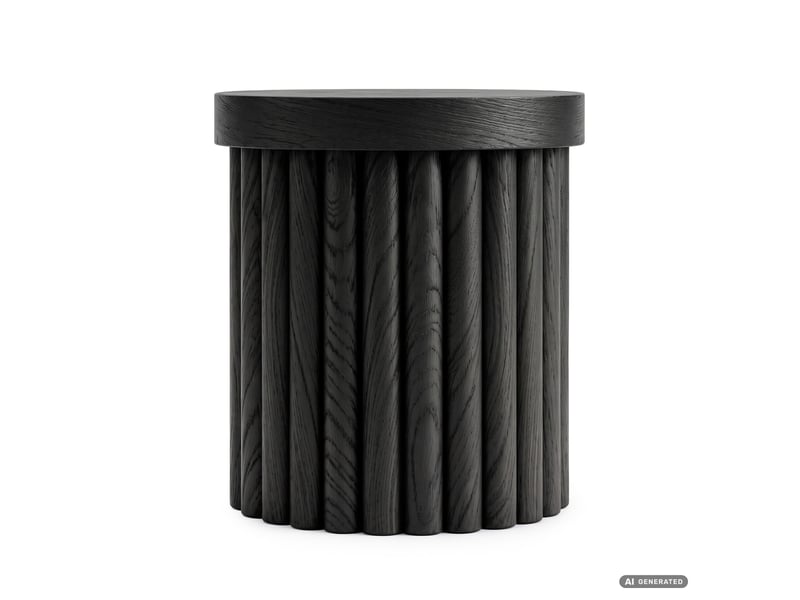 Table basse tino noire 40 cm ronde à piètement cannelé 40x40x49 cm TINO - Conforama B