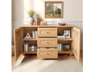 Buffet 2 porte(s) 3 tiroir(s) ELVMI - 140 cm coloris naturel