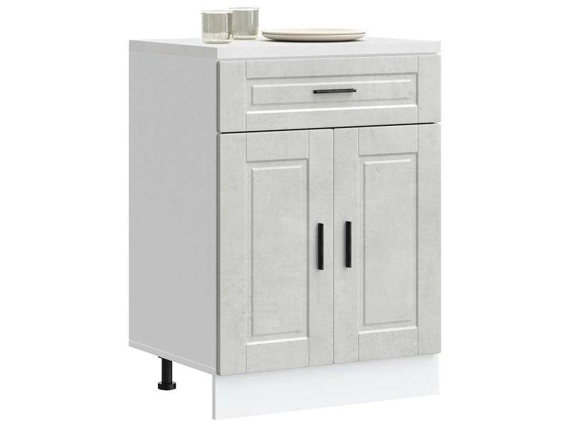 Meuble de rangement, armoire de cuisine porto gris béton bois d'ingénierie shl3050 - Conforama B