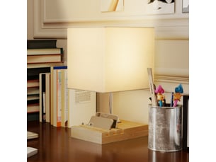 Lampe de chevet avec usb a+c, lampe de table moderne, 3 supports pour téléphone, ampoules non incluses, blanc