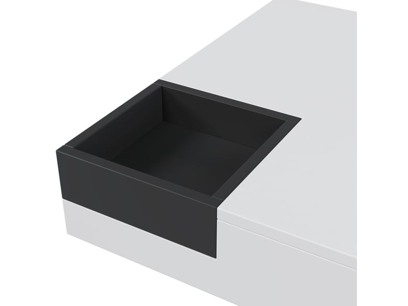  Table basse carrée 72x72x30 cm avec rangement et led, blanc et noir  - Conforama E