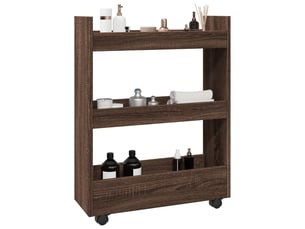 Chariot de rangement étroit pour bureau 3 niveaux chêne marron shl41318