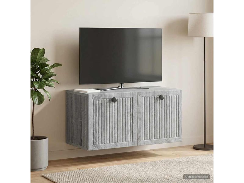  Meuble tv - banc tv - meuble de rangement mural sonoma gris 59,5 x 31 x 30 cm bois d'ingénierie  - Conforama B