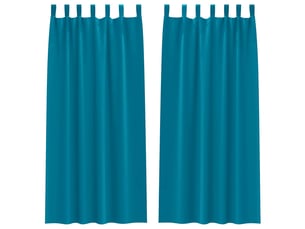 Lot de 2 rideaux occultants, rideaux black-out avec anneaux turquoise 260 x 140 cm cf44806