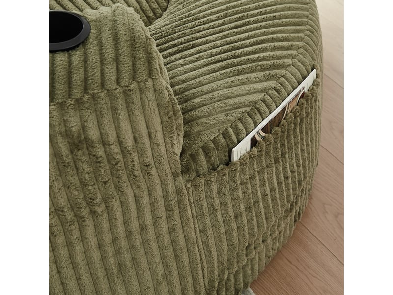  Canapé droit, fauteuil lounge rond en velours côtelé, dessous antidérapant, pour salon et chambre, 63 x 142 x 142 cm, vert  - Conforama E