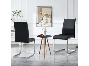 Lot de 2 chaises noires de salle à manger, dossiers rayés, confortables pour cuisine ou bureau