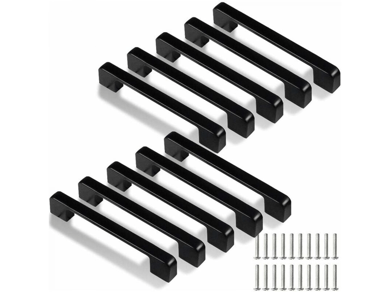 10 tirettes noires pour porte d'armoire de cuisine - distance entre les trous : 192 mm - pour tiroirs et armoires (avec vis) - Conforama A
