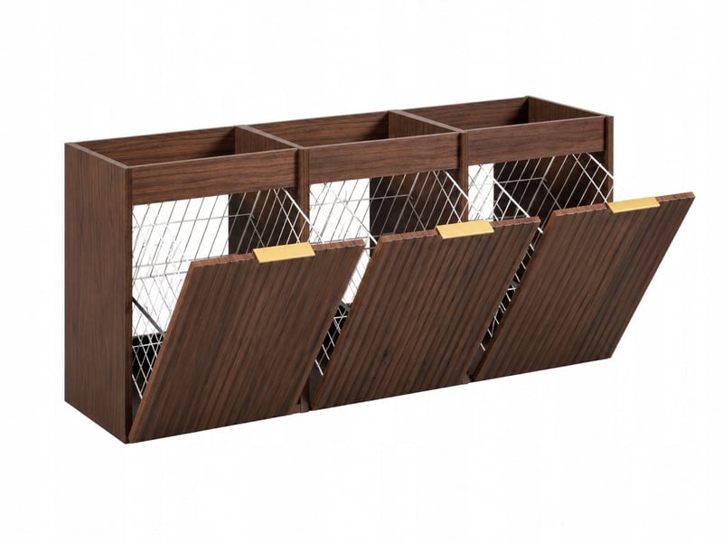  Ensemble de meubles bas flow noyer foncé 120 cm avec 3 paniers à linge  - Conforama A