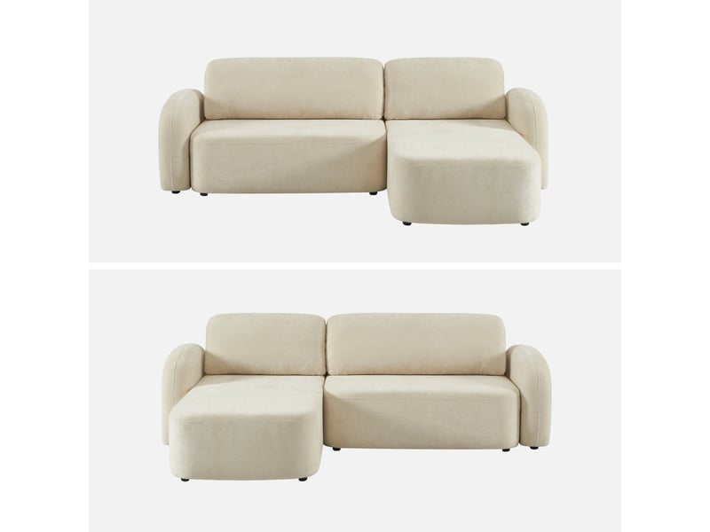  Canapé d'angle réversible convertible 3 places tissu avec coffre blanc cassé - nouma  - Conforama B