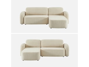 Canapé d'angle réversible convertible <strong></strong> <strong></strong> 3 places Tissu blanc avec coffre de rangement