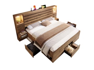 Lit avec rangement 180x200 cm HAVRYA coloris bois clair
