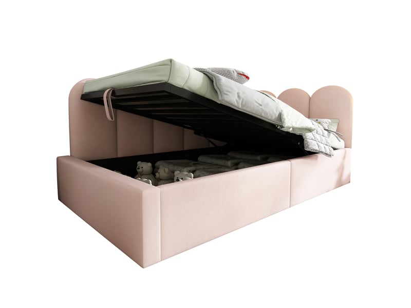  Lit de jour 90x190 cm avec rangement hydraulique, rose, sans matelas  - Conforama A