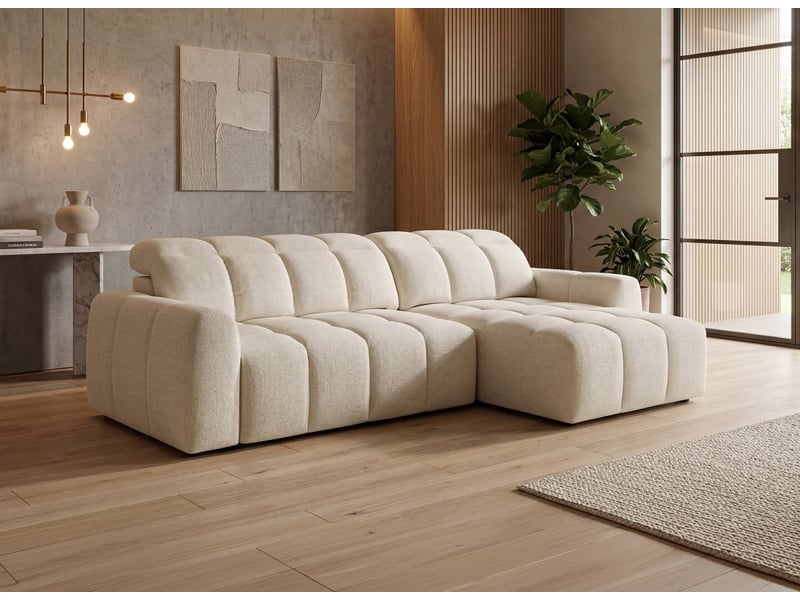  Canapé d'angle relax électrique en velours chiné beige dania -angle droit KF8665B-3M-BEI - Conforama B