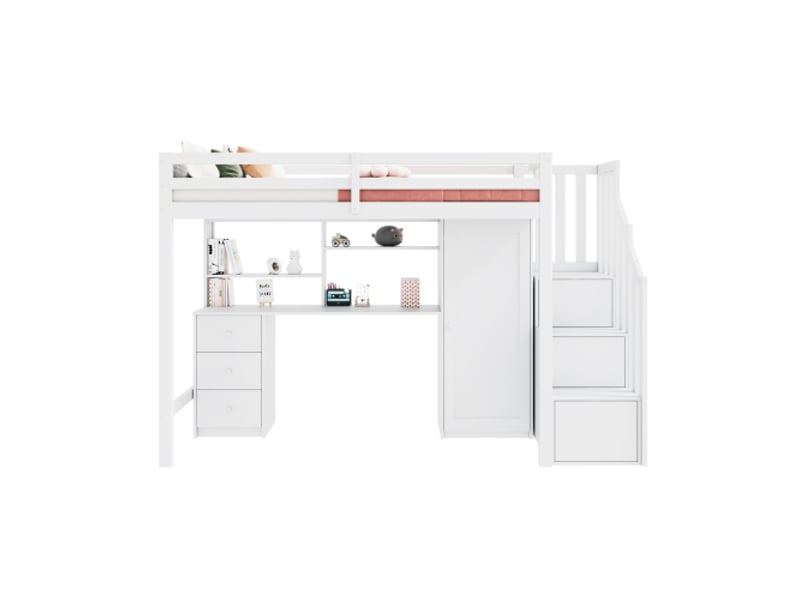  Lit mezzanine 90x200 cm coloris blanc bois massif lit enfant blanc - Conforama A