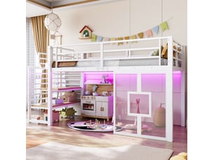 Lit mezzanine 90x200 cm <strong>HAVRYA</strong>  <strong></strong> coloris blanc