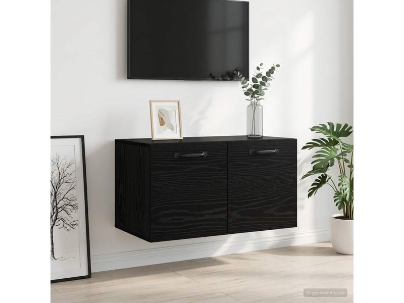  Meuble mural, meuble de rangement salon 60 x 36,5 x 35 cm bois d'ingénierie chêne noir  - Conforama B