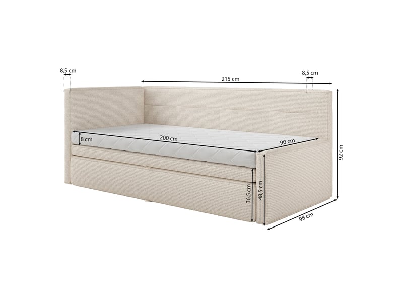 Selsey nesmi - lit rembourré - 90x200 cm - vieux rose Nesmi - Conforama E