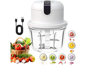 Hachoir électrique de cuisine, hachoir électrique à oignons 350 ml, charge usb, hachoir à oignons sans fil, adapté aux oignons, fruits, noix, viande
