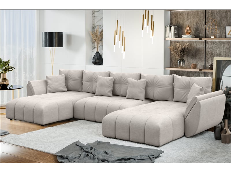 Canapé panoramique en u antalya 382 cm beige convertible Antalya-U - Conforama C