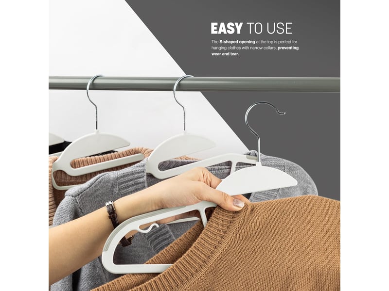  Lot de 10 cintres antidérapants design fins – rotation 360°, gain de place  - Conforama D