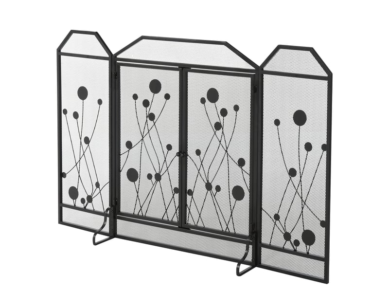  Pare-feu pliable en acier noir et métal avec 2 portes à fermeture magnétique, 125 x 80 cm  - Conforama A