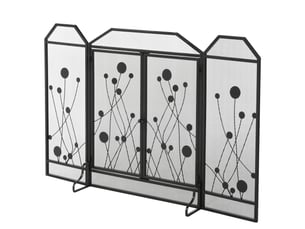 Pare-feu pliable en acier noir et métal avec 2 portes à fermeture magnétique, 125 x 80 cm