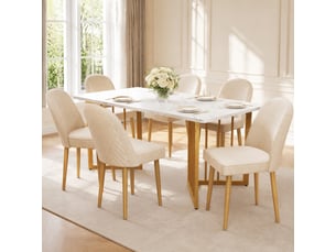 Lot de 6 chaises de salle à manger,50x62x89 cm,avec pieds métal doré,velours,beige