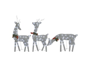 Famille de rennes de noël 270x7x90cm argenté blanc froid maille