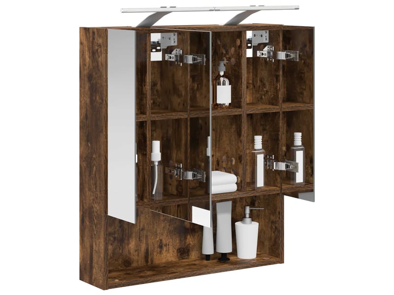  Armoire miroir de salle de bain, cabinet de salle de bain chêne fumé 60 x 14.5 x 70 cm cf65154  - Conforama C