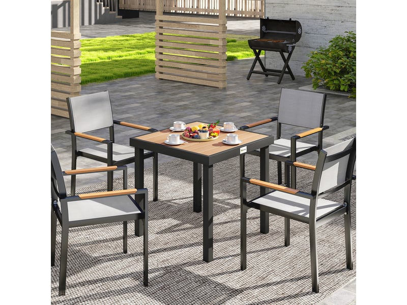  Table jardin plastique 78x78x74 cm, intempéries, aluminium, buffetcamping 4 pers.balconterrasse, noire.  - Conforama D