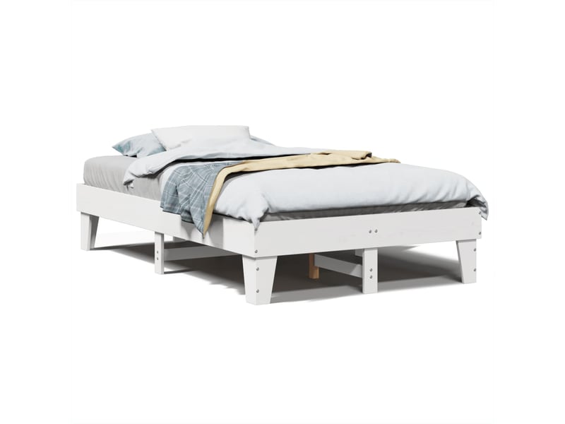  Lit double- lit adulte -  cadre de lit sans matelas blanc 135x190 cm bois de pin massif  - Conforama A