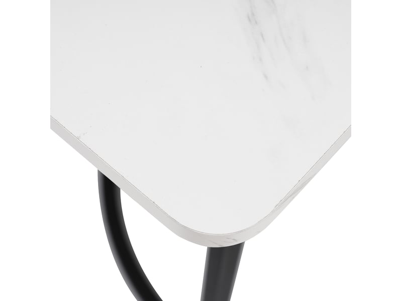  Ensemble table et 4 chaises 140 x 80 cm, plateau blanc effet marbre et velours vert foncé moderne pour repas  - Conforama D