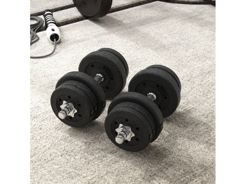 Set d'haltères réglables 25 kg 45x21x21 cm – noir – disques amovibles et poignées antidérapantes pratiques - Conforama D