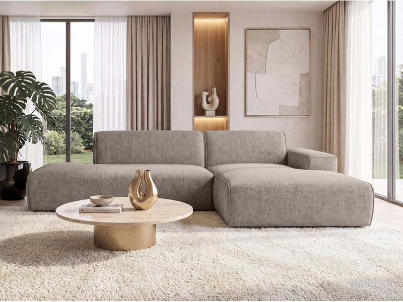 Canapé d'angle marron didim duo, 288 cm, tissu velours, modčle indépendant d Didim Duo - Conforama C