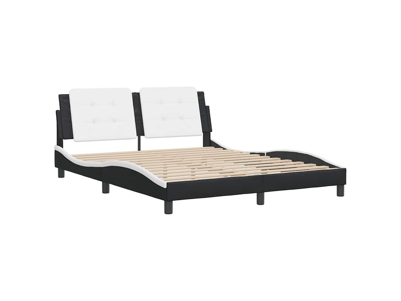  Lit double- lit adulte -  cadre de lit sans matelas zadar noir et blanc 160x200 cm similicuir  - Conforama B