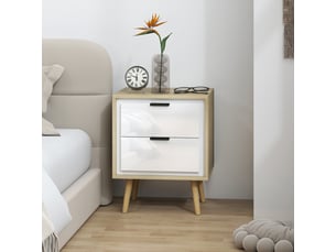 Chevet style scandinave nicola blanc effet bois clair