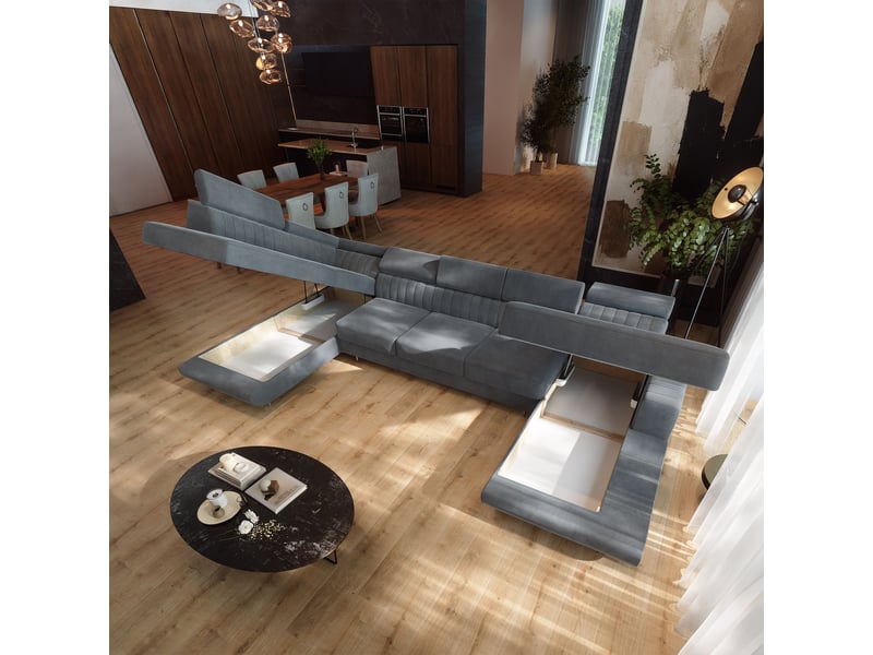 Canapé d'angle gaian, velours gris - Conforama C