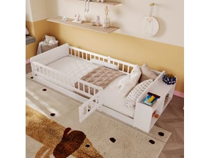Lit avec rangement 90x200 cm <strong></strong>  <strong></strong> coloris blanc