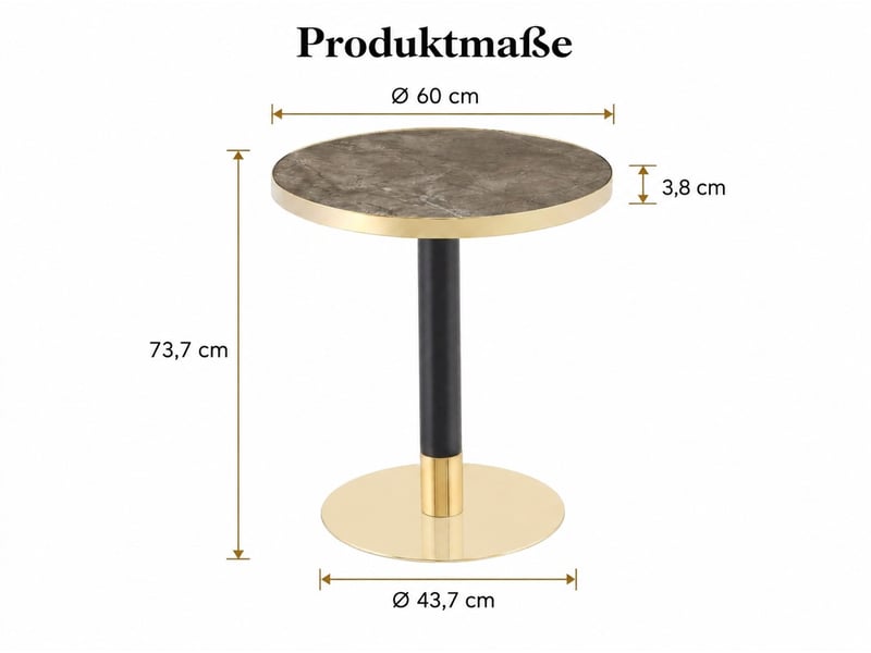 Table d’appoint ronde, plateau effet marbre et pied central - lpospi - mdf métal gris, ø60 × h73,7 cm - Conforama D