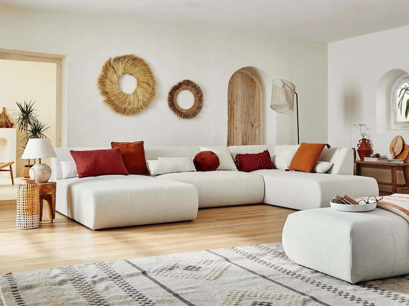  Onyx - canapé panoramique d'angle droit 7 places - en tissu - lisa design - beige ONYX - Conforama D