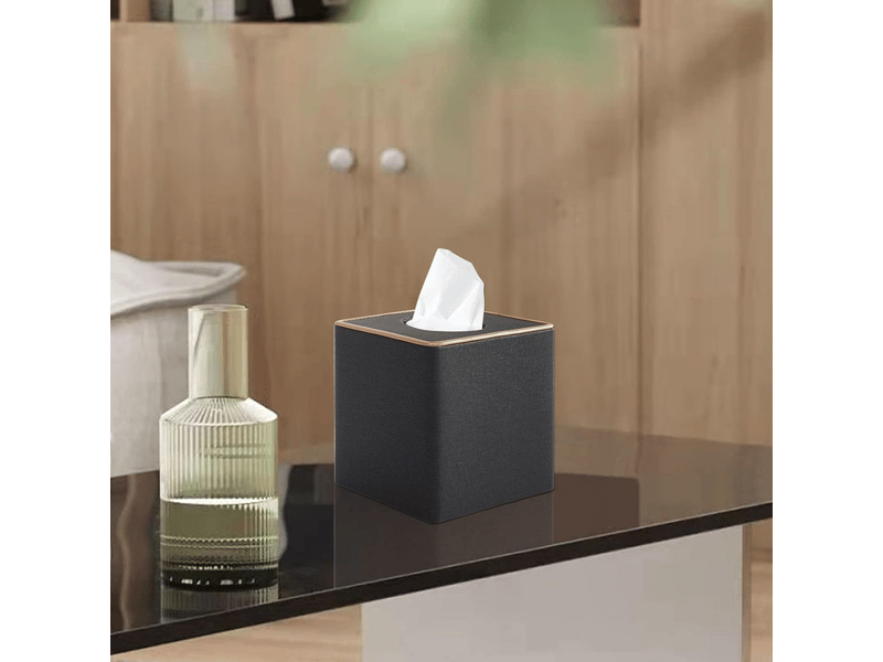  Étui carré en lin pour boîte à mouchoirs - avec base magnétique, pour la maison et le bureau - 1 pièce, 16×14×14cm (noir)  - Conforama B