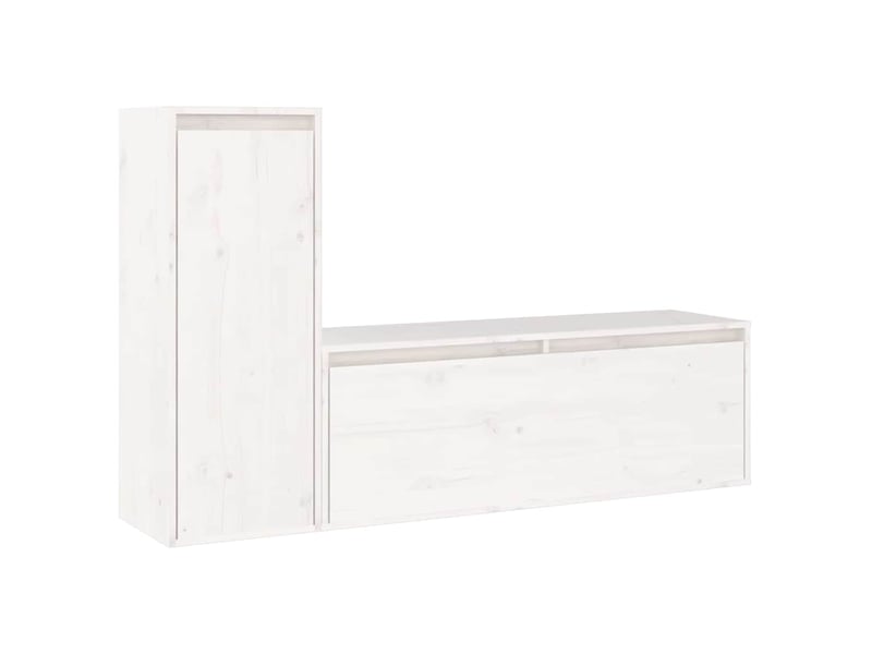  Lot de 2 meuble tv bas salon blanc bois massif de pin shl53947  - Conforama A