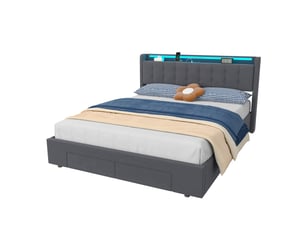 Lit avec rangement 160x200 cm COVREO    coloris gris