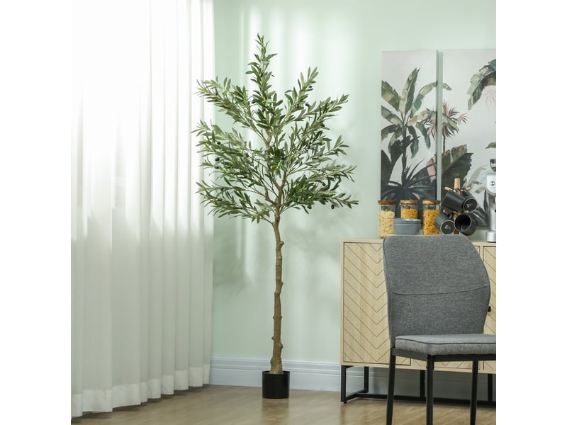  Olivier artificiel 180 cm plante artificielle intérieur, décoration pour maison, bureau, salon, chambre  - Conforama D