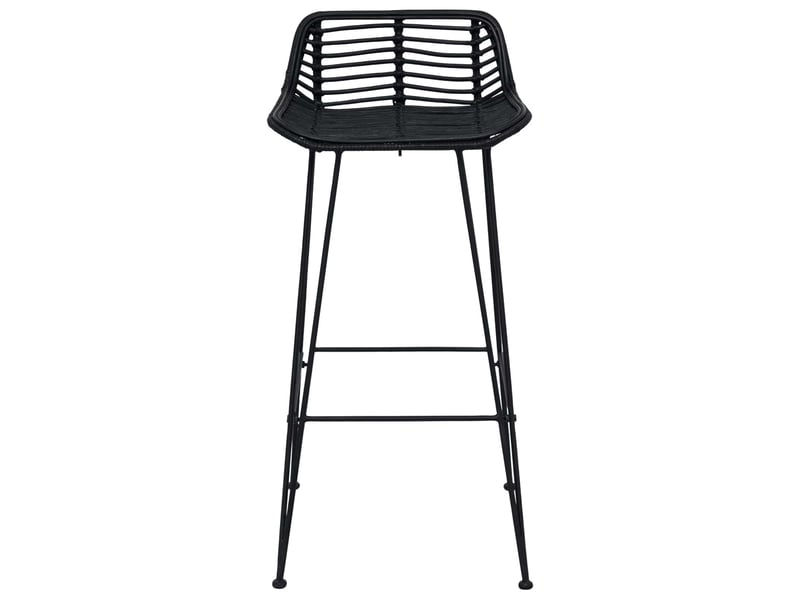  Lot de 2 tabouret de bar, chaise de bar noir 44x46x91 cm rattan et acier  - Conforama E