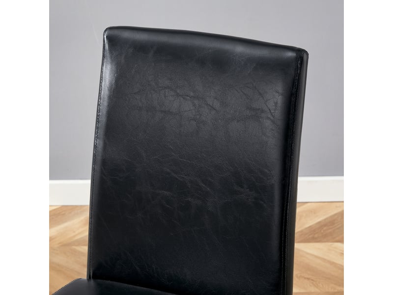  Lot 2 chaises salle à manger design noir et or, assise en pu noir et piétement métal doré brillant, élégantes et modernes pour salon ou salle à manger  - Conforama E