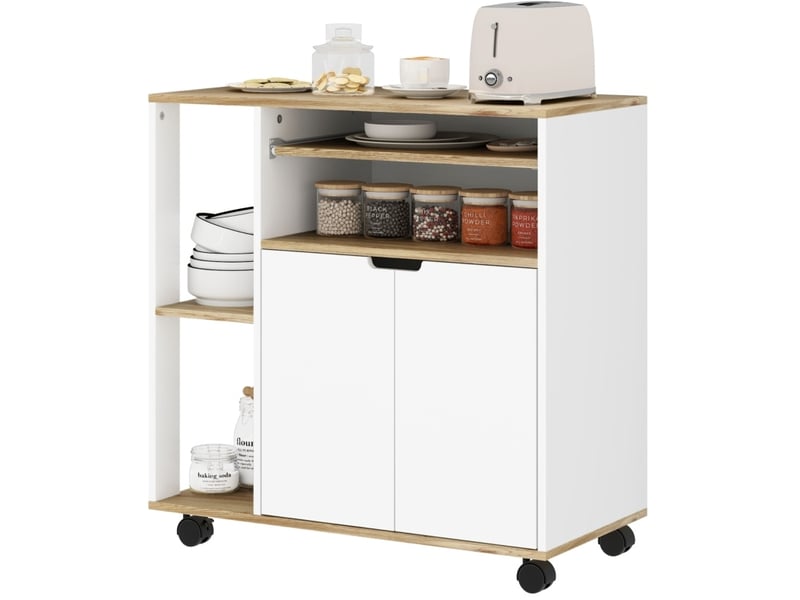  Desserte de cuisine 80x40x82 cm avec rangement en bois bois naturel  - Conforama A